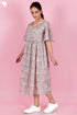 Mulmul Cotton Gathered Dress In Block Print